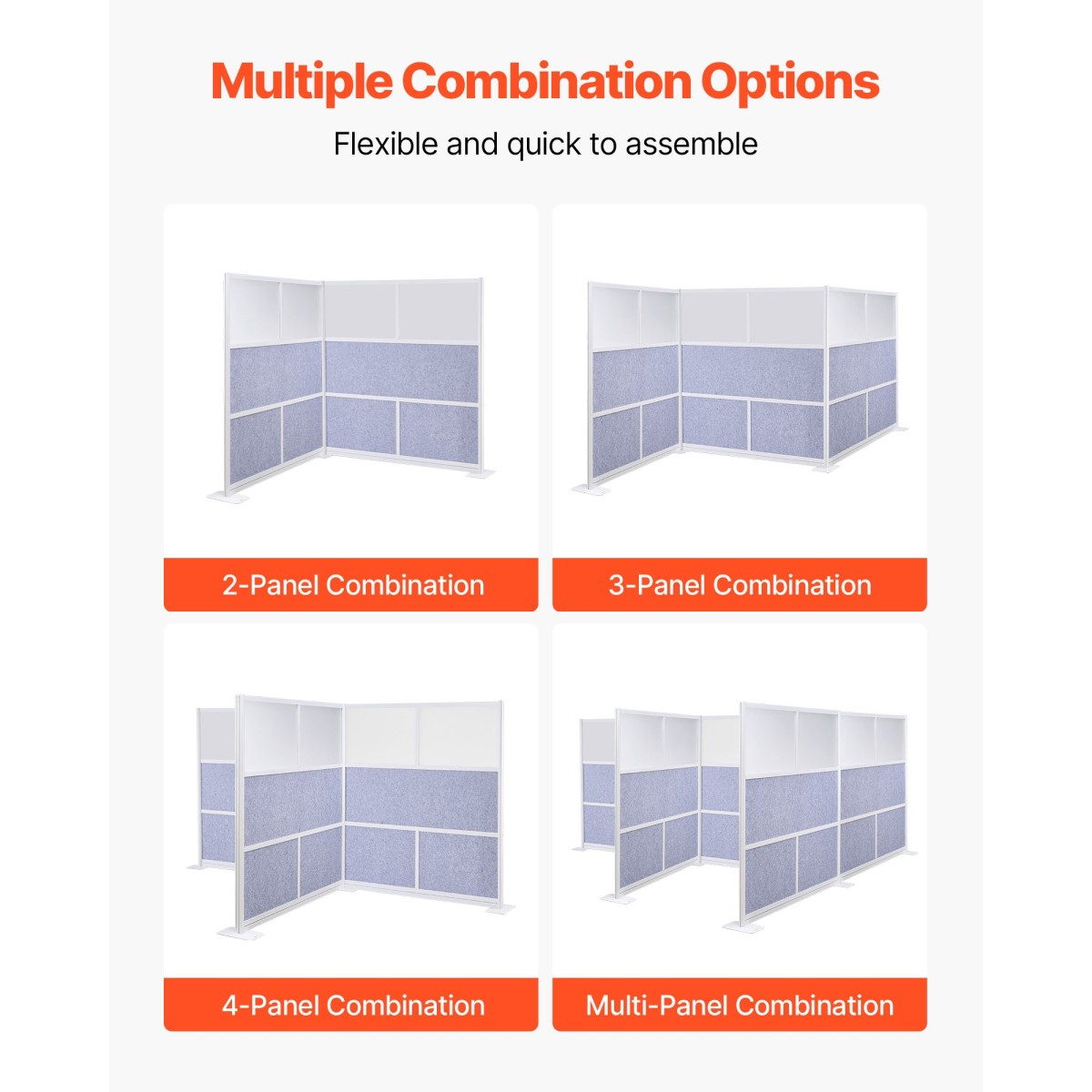 VEVOR Office Divider Privacy Partition, 1-Pack, 1778 x 1778 mm Modular Divider Wall Room, PET Workstation Cubicle partition with frosted windows, Freestanding Privacy Panel for Office Library