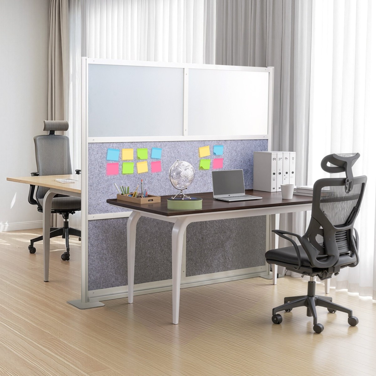 VEVOR Office Divider Privacy Partition, 1-Pack, 1778 x 1778 mm Modular Divider Wall Room, PET Workstation Cubicle partition with frosted windows, Freestanding Privacy Panel for Office Library