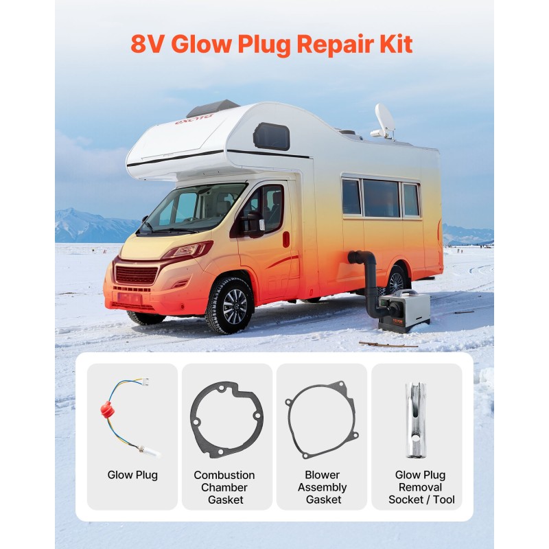 VEVOR 8V Glow Plug Repair Kit, Parking Diesel Heater Glow Ignition Plug Kit with Atomization Mesh, Συμβατό με μοντέλα 2KW 5KW 8KW Diesel Heater Heaters, Diesel Heaters Accessories for Car Truck Boat