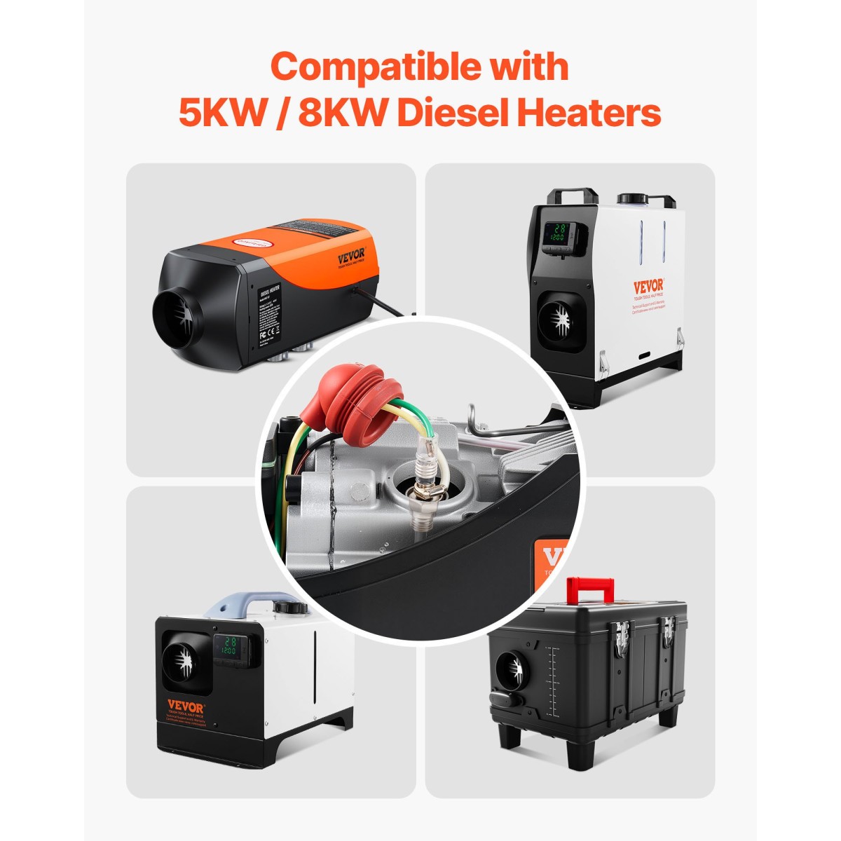 VEVOR 8V Glow Plug Repair Kit, Parking Diesel Heater Glow Ignition Plug Kit with Atomization Mesh, Συμβατό με μοντέλα 2KW 5KW 8KW Diesel Heater Heaters, Diesel Heaters Accessories for Car Truck Boat