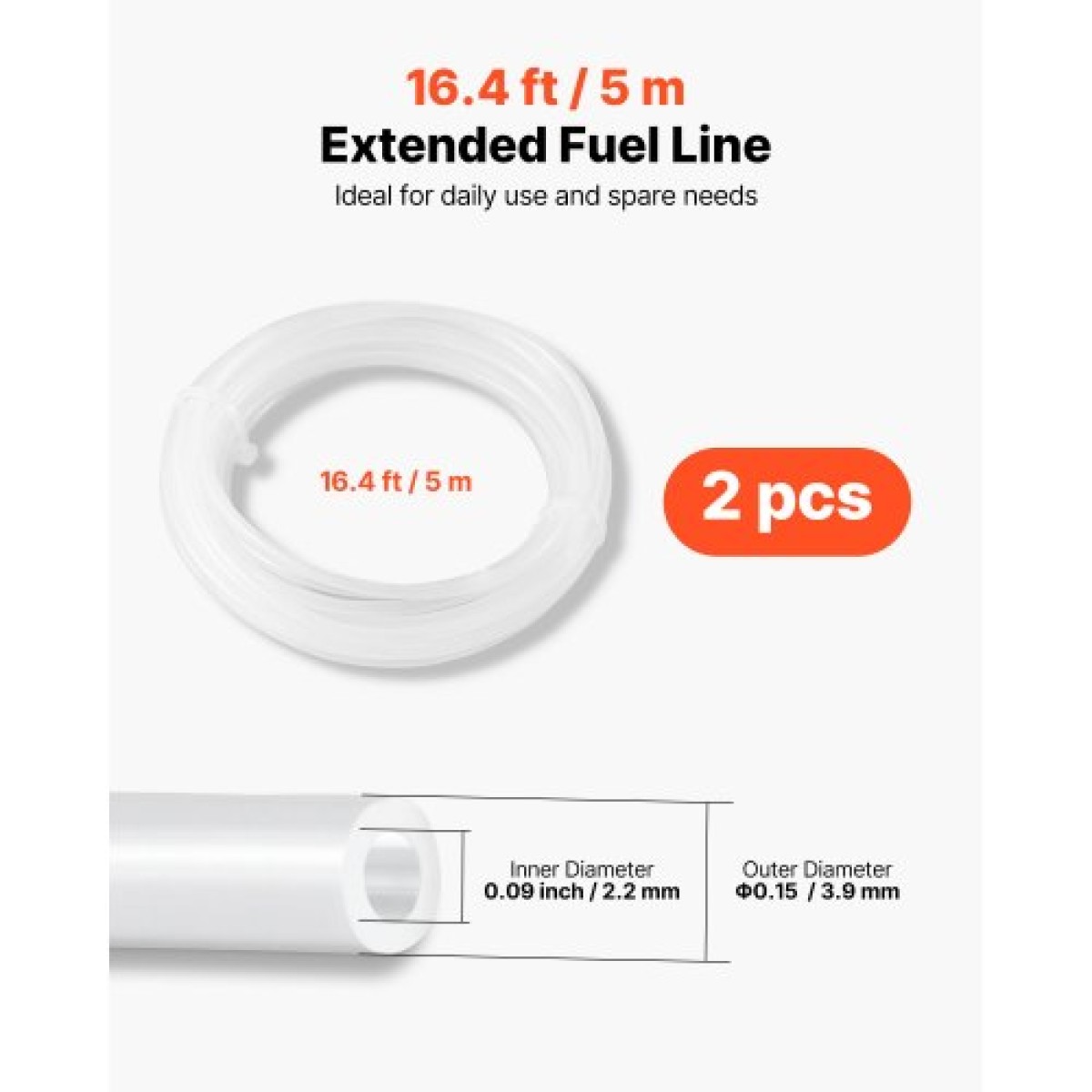VEVOR Fuel Hose Line Kit, 5000mm Diesel Heater Fuel Line Kit, Replaceable Heater Parking Heater Fuels Lines with Lines Filters Clips & Hoses, Tank Diesel Heater Accessories for 2KW 5KW 8KW Heaters