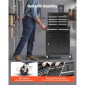 VEVOR Rolling Tool Chance, 2-in-1 Design, 5 συρτάρια οργάνωσης ντουλαπιών εργαλείων με αποσπώμενη επάνω μεταλλική εργαλειοθήκη, κλειδαριά, προστατευτική επένδυση και ράφι εργαλείων, ντουλάπι αποθήκευσης γκαράζ για αποθήκη, εργαστήριο