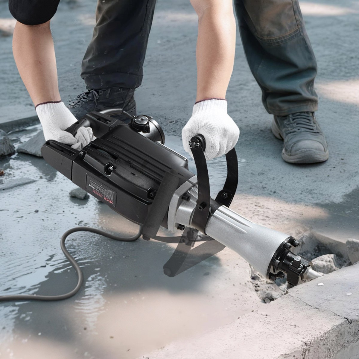 VEVOR Demolition Jack Hammer, 2800 W Ισχυρό Ηλεκτρικό Jackhammer, 1200 BPM Θραύση σκυροδέματος με 3 σμίλες, ένα πήλινο φτυάρι, θήκη μεταφοράς, γάντια, για σκυρόδεμα, τοίχο, τούβλο, πλακάκι και θεμέλιο