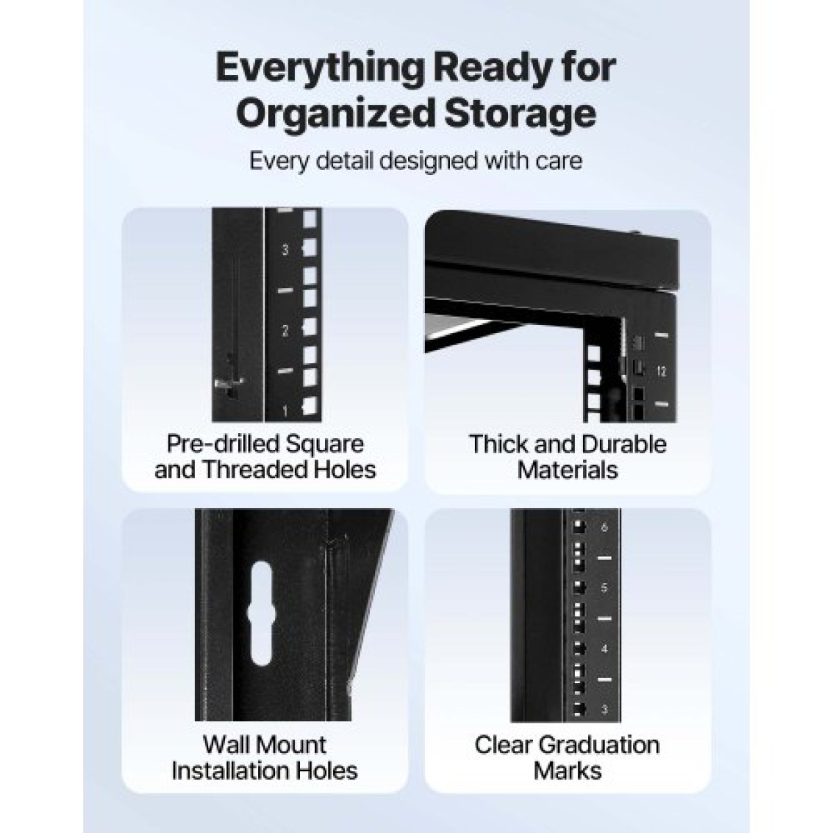 Βάση διακομιστή VEVOR 12U Wall Mount, 68,04 kg Μέγιστη χωρητικότητα φορτίου, Open Frame Network Rack με 180 Degrees Gate Swing Door, Carbon Steel, Ιδανικό για Εξοπλισμό Δικτύου Πληροφορικής & Συσκευές AV Διακομιστής υπολογιστή, Μαύρο