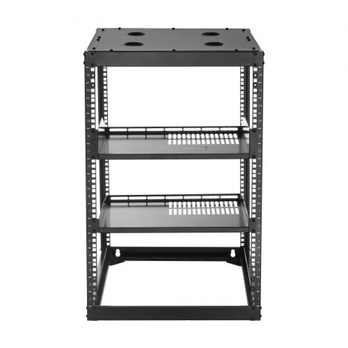 VEVOR 16U Open Frame Network Rack, Βάθος 585 mm, Επίτοιχος ή Επιδαπέδιος Server Rack, Heavy Duty 4 Post, με αεριζόμενα ράφια & εξοπλισμό τοποθέτησης, χωράει όλο τον εξοπλισμό πληροφορικής δικτύωσης AV Gear
