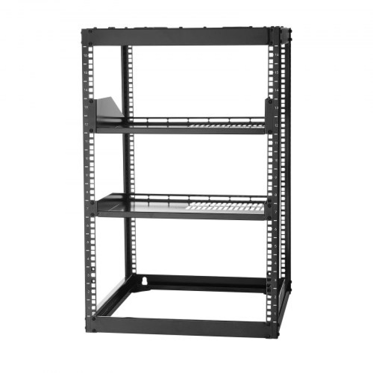 VEVOR 16U Open Frame Network Rack, Βάθος 585 mm, Επίτοιχος ή Επιδαπέδιος Server Rack, Heavy Duty 4 Post, με αεριζόμενα ράφια & εξοπλισμό τοποθέτησης, χωράει όλο τον εξοπλισμό πληροφορικής δικτύωσης AV Gear
