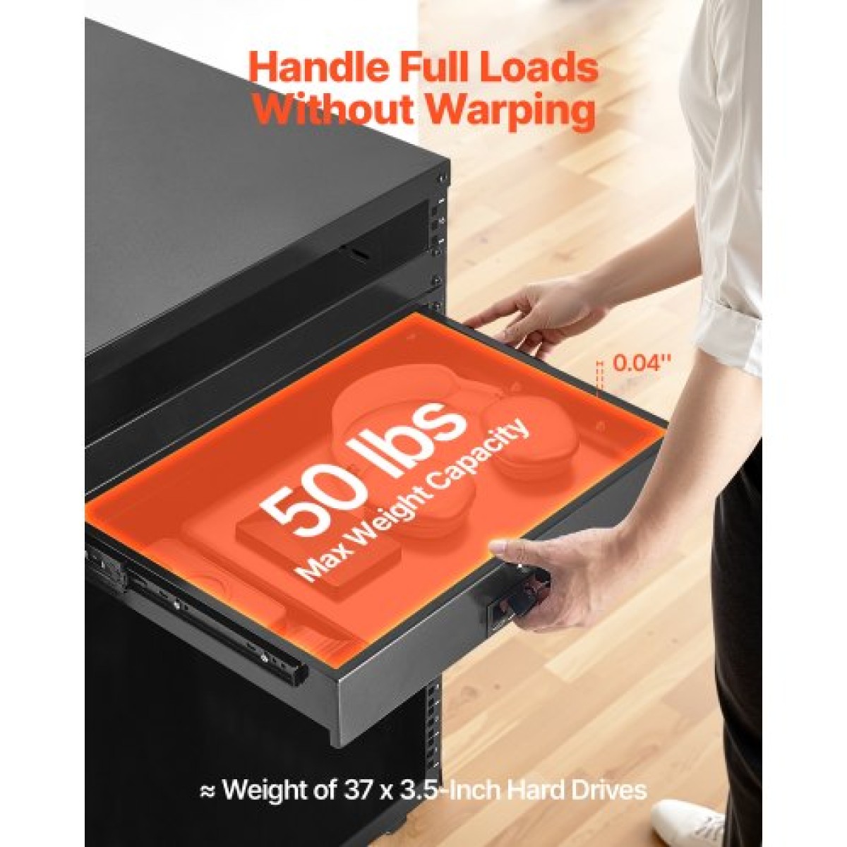 Συρτάρι βάσης VEVOR 2U Rack, 22,68 kg μέγιστο φέρον φορτίο, θήκη ντουλαπιού διακομιστή με δυνατότητα κλειδώματος, συρόμενο συρτάρι με κλείδωμα και οπές διαχείρισης καλωδίων, για εξοπλισμό δικτύου διακομιστή AV Rack ή περίβλημα ντουλαπιού