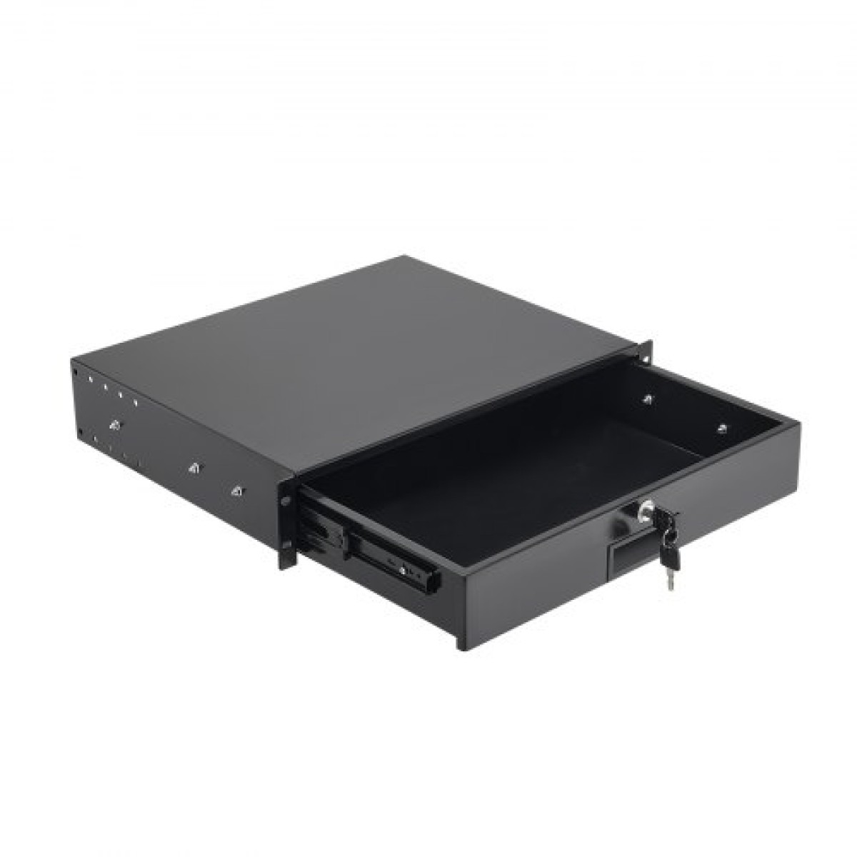 Συρτάρι βάσης VEVOR 2U Rack, 22,68 kg μέγιστο φέρον φορτίο, θήκη ντουλαπιού διακομιστή με δυνατότητα κλειδώματος, συρόμενο συρτάρι με κλείδωμα και οπές διαχείρισης καλωδίων, για εξοπλισμό δικτύου διακομιστή AV Rack ή περίβλημα ντουλαπιού