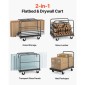 VEVOR Drywall Cart Dolly, 816 kg Χωρητικότητα φορτίου, 2-σε-1 Καροτσάκι φορτηγού από ατσάλινο πάνελ με περιστρεφόμενους τροχούς 12,5 mm, φορτηγό πλατφόρμας 91,4 x 61 cm με 4 πλαϊνές κουπαστές για εργοστάσιο, αποθήκη, γκαράζ, μαύρο