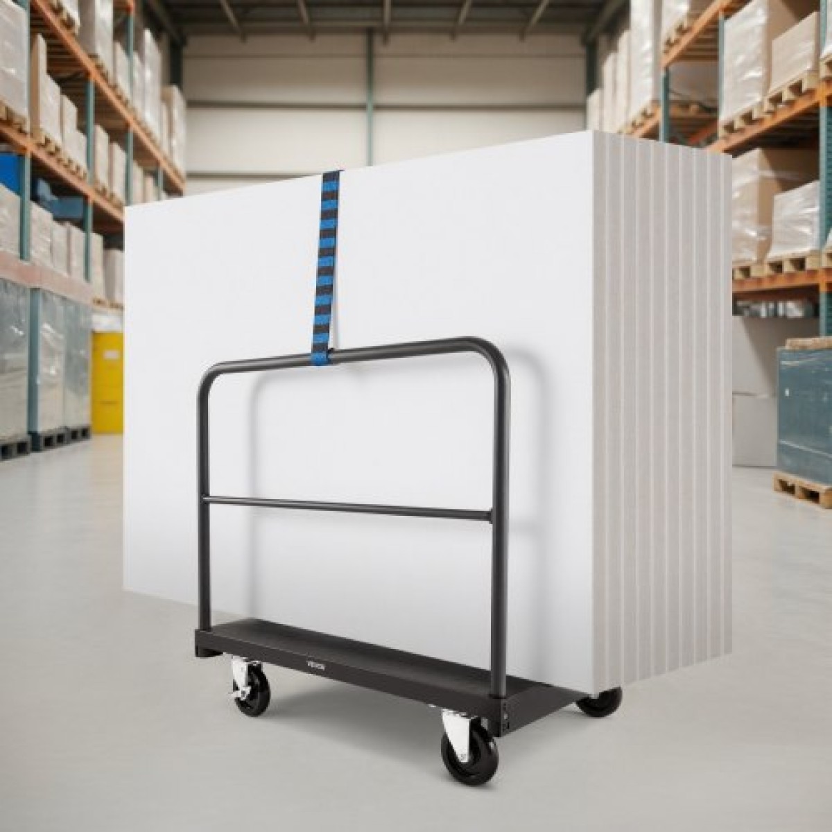 VEVOR Drywall Cart Dolly, 816 kg Χωρητικότητα φορτίου, 2-σε-1 Καροτσάκι φορτηγού από ατσάλινο πάνελ με περιστρεφόμενους τροχούς 12,5 mm, φορτηγό πλατφόρμας 91,4 x 61 cm με 4 πλαϊνές κουπαστές για εργοστάσιο, αποθήκη, γκαράζ, μαύρο
