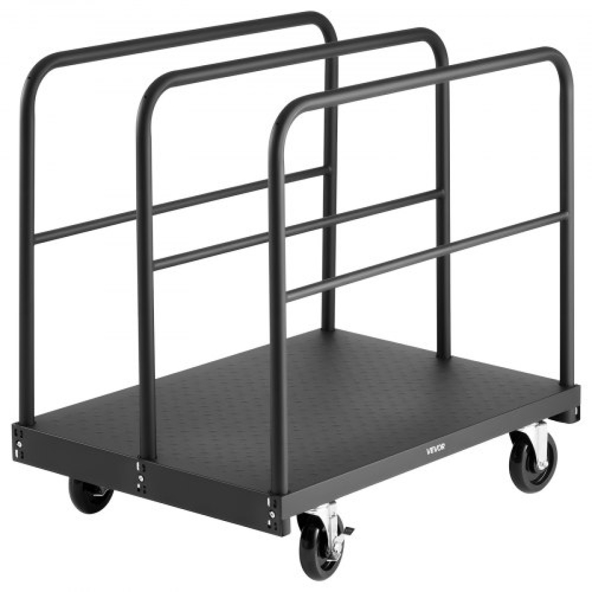 VEVOR Drywall Cart Dolly, 816 kg Χωρητικότητα φορτίου, 2-σε-1 Καροτσάκι φορτηγού από ατσάλινο πάνελ με περιστρεφόμενους τροχούς 12,5 mm, φορτηγό πλατφόρμας 91,4 x 61 cm με 4 πλαϊνές κουπαστές για εργοστάσιο, αποθήκη, γκαράζ, μαύρο