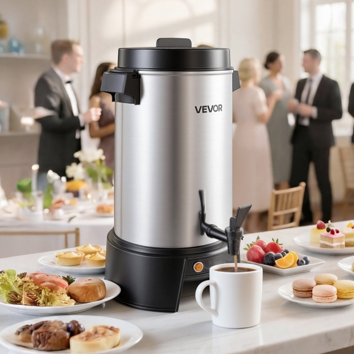 VEVOR Commercial Coffee Urn, 42 Cup 6,3L Dispenser ζεστού ροφήματος με βρύση χωρίς σταγόνες, καφετιέρα ταχείας παρασκευής 1190W, Αυτόματος έλεγχος θερμοκρασίας, για κέτερινγκ, πάρτι, εκκλησία & εστιατόριο