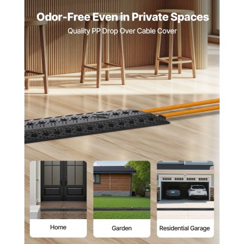 VEVOR Drop Over Cable Cover, 7,938 kg/Axle Load Capacity, Heavy Duty Cable Hose Protector Ramp, Floor Cord Cover, for High Walking Traffic Areas, Indoor, Outdoor, Home, Office, Warehouse, 1 Pack