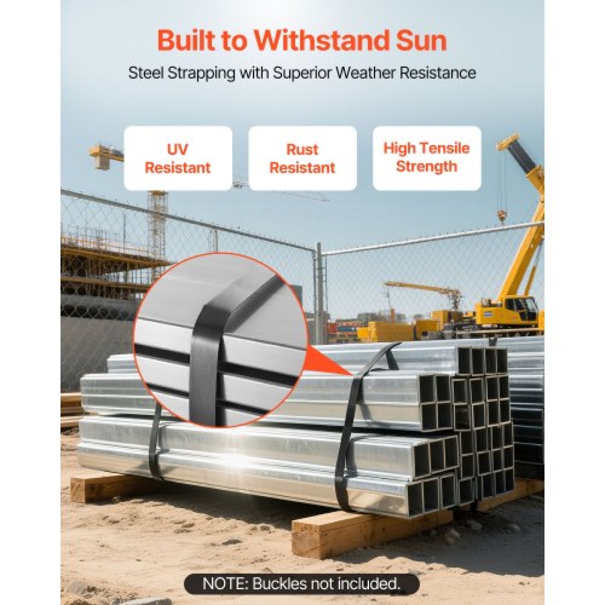 Πηνίο VEVOR Steel Strapping, 19 mm x 0,55 mm x 91 m, Μεταλλικό ρολό ταινίας που αντέχει σε σκληρό περιβάλλον, 775,6 kg Αντοχή σε θραύση, Πηνίο ιμάντα παλέτας βαρέως τύπου για συσκευασία παλετών