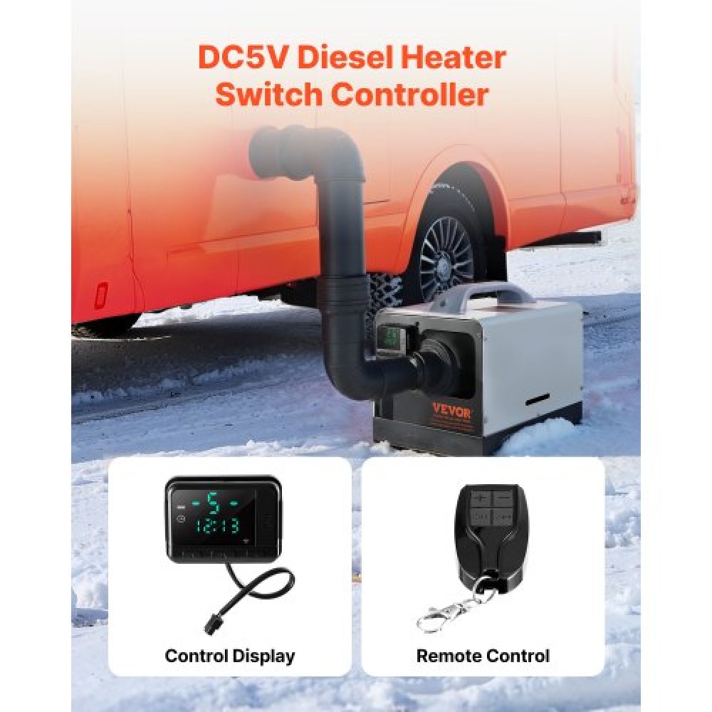 Ελεγκτής θερμοσίφωνα VEVOR Diesel, Διακόπτης θερμοστάτη ελεγκτή θερμοσίφωνα πετρελαίου γενικής χρήσης DC5V, ελεγκτές θερμοσίφωνων στάθμευσης με οθόνη LCD και τηλεχειριστήριο, Ταιριάζει σε θερμαντήρες πετρελαίου 2KW/5KW/8KW