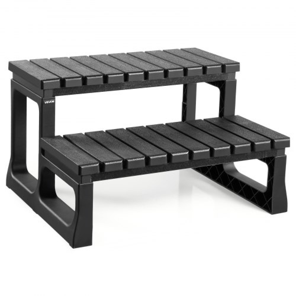 VEVOR Hot Tub Step, 2-Step Spa Outdoor Stairs, Heavy Duty 599,5 mm Πλάτος PP Πάνω από το έδαφος/Φουσκωτή σκάλα πισίνας με χωρητικότητα 145,2 kg, πολλαπλών χρήσεων για βεράντα, βεράντα, κατάστρωμα, κατασκηνώσεις, μαύρο