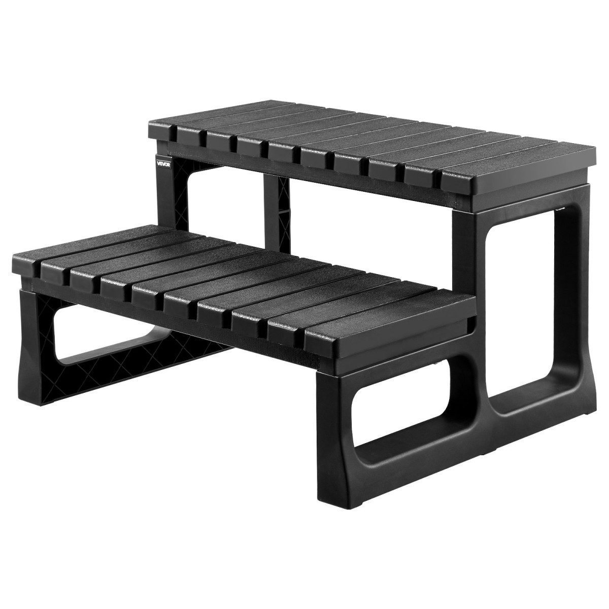 VEVOR Hot Tub Step, 2-Step Spa Outdoor Stairs, Heavy Duty 599,5 mm Πλάτος PP Πάνω από το έδαφος/Φουσκωτή σκάλα πισίνας με χωρητικότητα 145,2 kg, πολλαπλών χρήσεων για βεράντα, βεράντα, κατάστρωμα, κατασκηνώσεις, μαύρο