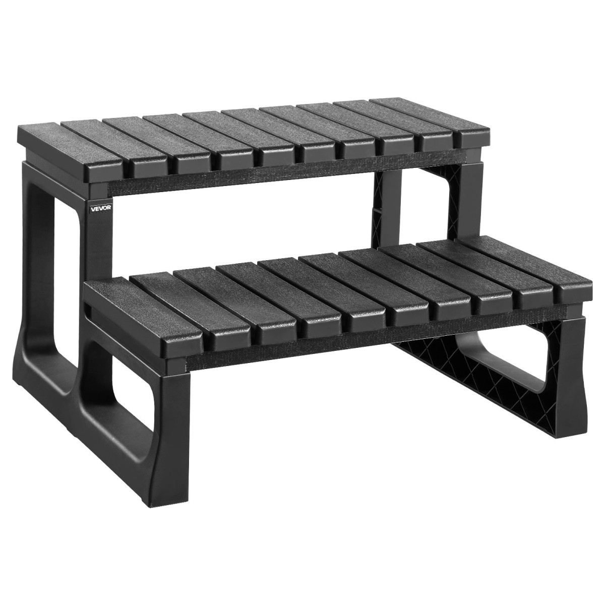 VEVOR Hot Tub Step, 2-Step Spa Outdoor Stairs, Heavy Duty 599,5 mm Πλάτος PP Πάνω από το έδαφος/Φουσκωτή σκάλα πισίνας με χωρητικότητα 145,2 kg, πολλαπλών χρήσεων για βεράντα, βεράντα, κατάστρωμα, κατασκηνώσεις, μαύρο