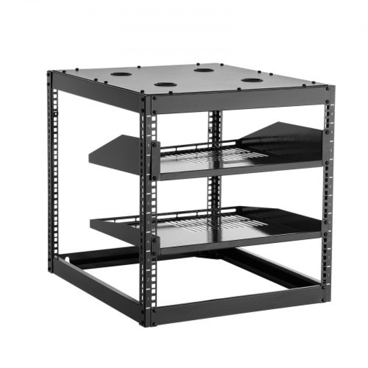 VEVOR 10U Open Frame Network Rack, Βάθος 585 mm, Επίτοιχος ή Επιδαπέδιος Server Rack, Heavy Duty 4 Post, με αεριζόμενα ράφια & εξοπλισμό στερέωσης, χωράει όλο τον εξοπλισμό πληροφορικής δικτύωσης AV Gear