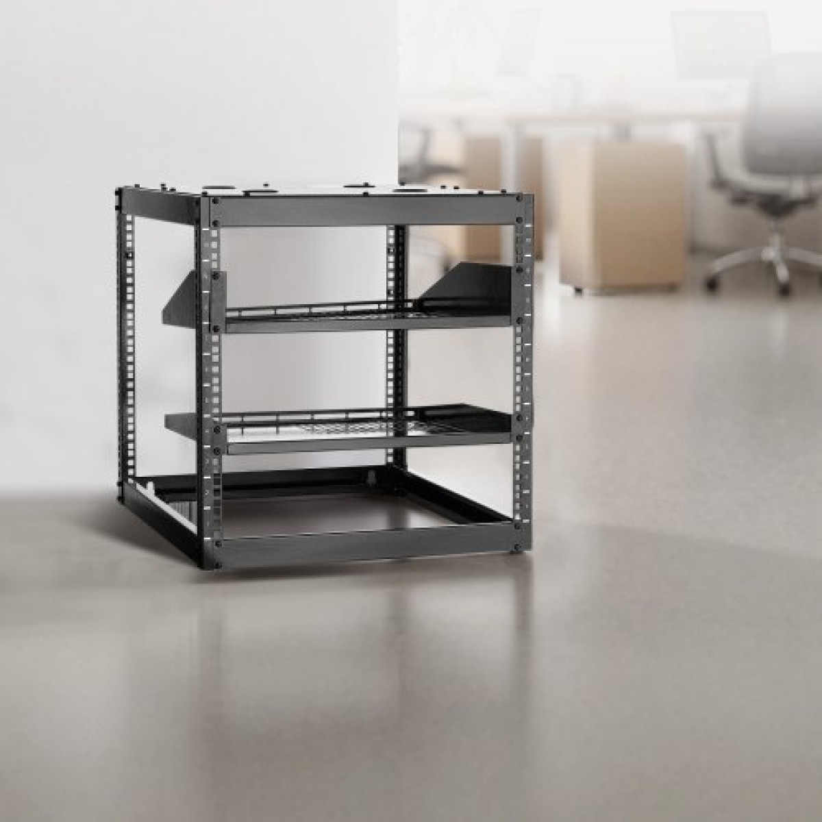 VEVOR 10U Open Frame Network Rack, Βάθος 585 mm, Επίτοιχος ή Επιδαπέδιος Server Rack, Heavy Duty 4 Post, με αεριζόμενα ράφια & εξοπλισμό στερέωσης, χωράει όλο τον εξοπλισμό πληροφορικής δικτύωσης AV Gear