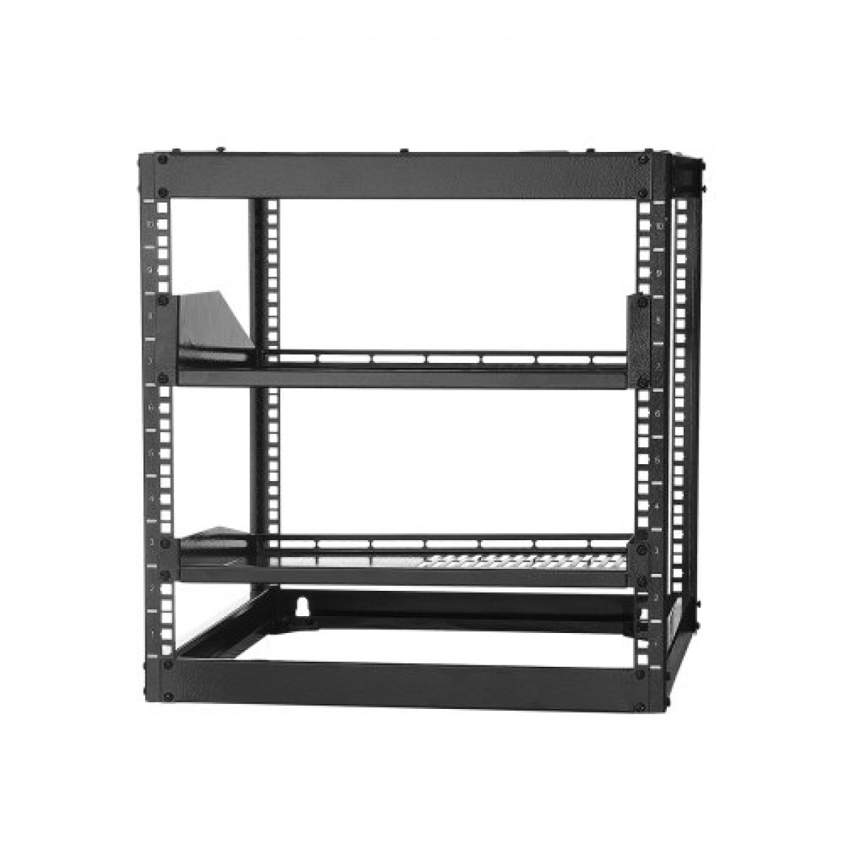 VEVOR 10U Open Frame Network Rack, Βάθος 585 mm, Επίτοιχος ή Επιδαπέδιος Server Rack, Heavy Duty 4 Post, με αεριζόμενα ράφια & εξοπλισμό στερέωσης, χωράει όλο τον εξοπλισμό πληροφορικής δικτύωσης AV Gear