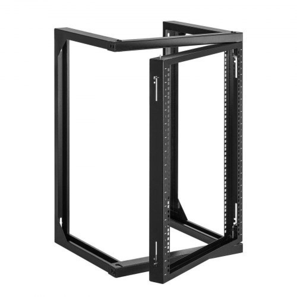 Βάση διακομιστή VEVOR 15U Wall Mount, 68,04 kg Μέγιστη χωρητικότητα φορτίου, Open Frame Network Rack με 180 Degrees Gate Swing Door, Carbon Steel, Ιδανικό για Εξοπλισμό Δικτύου Πληροφορικής & Συσκευές AV Διακομιστής υπολογιστή, Μαύρο
