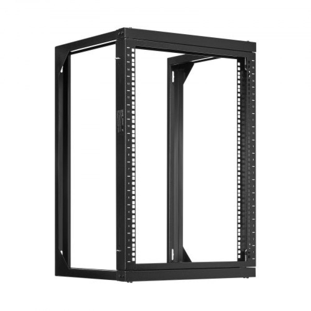 Βάση διακομιστή VEVOR 15U Wall Mount, 68,04 kg Μέγιστη χωρητικότητα φορτίου, Open Frame Network Rack με 180 Degrees Gate Swing Door, Carbon Steel, Ιδανικό για Εξοπλισμό Δικτύου Πληροφορικής & Συσκευές AV Διακομιστής υπολογιστή, Μαύρο
