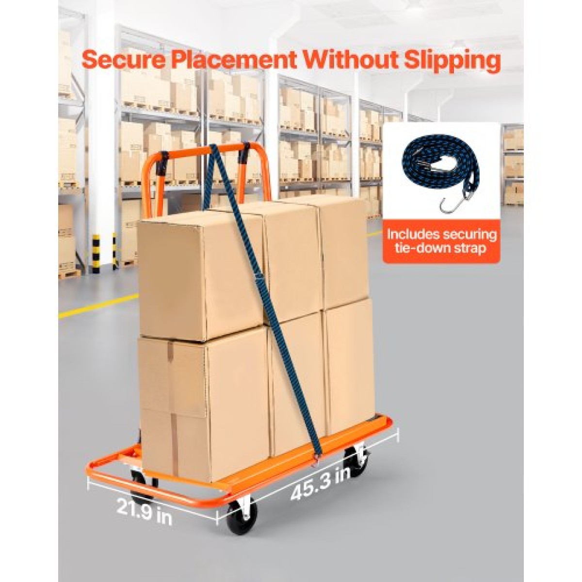 VEVOR Drywall Cart Dolly, χωρητικότητα φορτίου 816 kg, Dolly από ατσάλινο πάνελ με 4 περιστρεφόμενους τροχούς, ανθεκτικό και μακράς διαρκείας, καρότσι φορτηγού πάνελ με ιμάντα πρόσδεσης για κόντρα πλακέ, γυψοσανίδες, γυαλί, πορτοκαλί