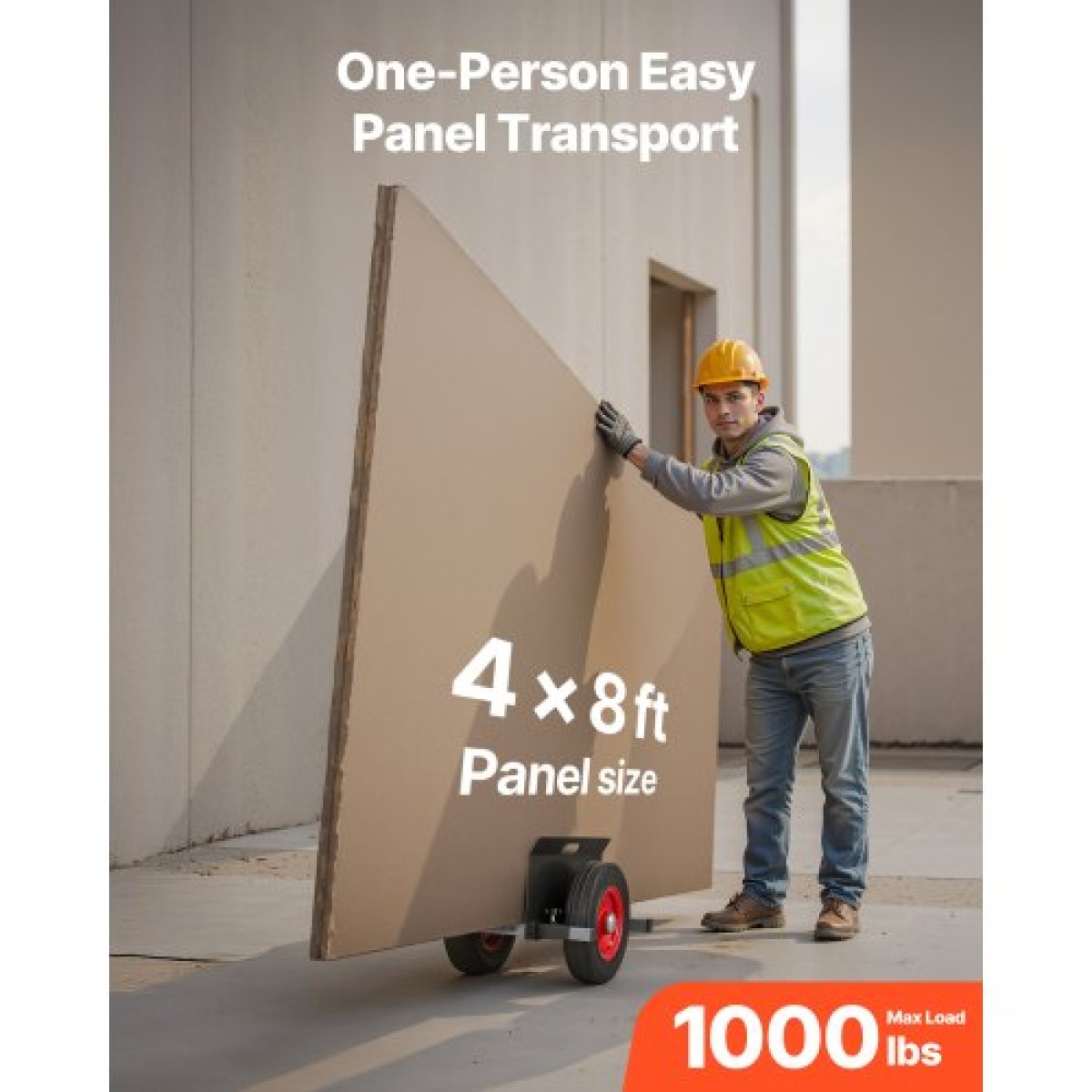 VEVOR Panel Dolly, χωρητικότητα φόρτωσης 453,6 kg, Μετακίνηση γυψοσανίδας με ελαστικούς τροχούς 25 cm για διαφορετικά εδάφη, ρυθμιζόμενο καρότσι πάνελ σφιγκτήρα για χαλύβδινα πάνελ, στρώμα, πόρτες και φύλλο γυψοσανίδας, μαύρο