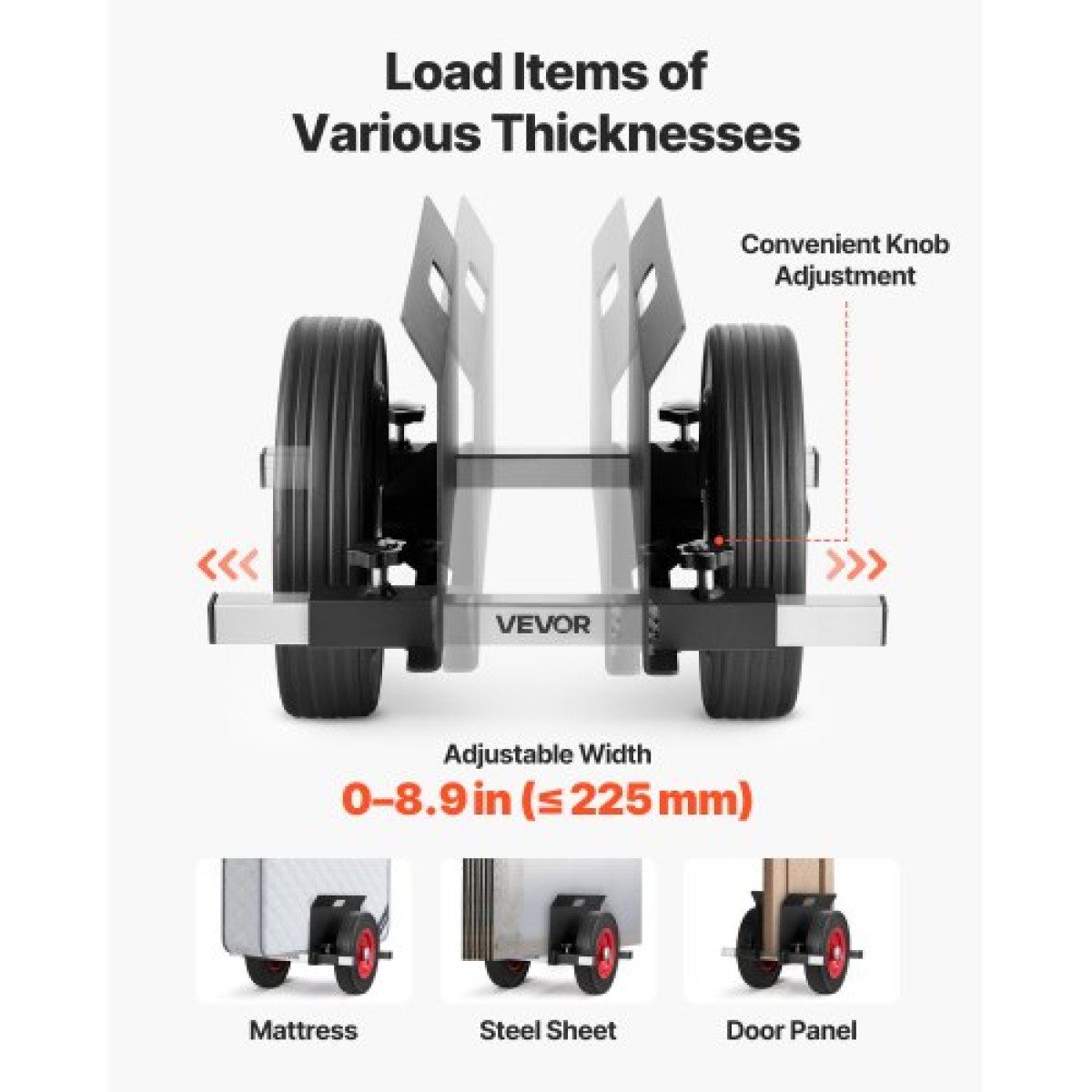 VEVOR Panel Dolly, χωρητικότητα φόρτωσης 453,6 kg, Μετακίνηση γυψοσανίδας με ελαστικούς τροχούς 25 cm για διαφορετικά εδάφη, ρυθμιζόμενο καρότσι πάνελ σφιγκτήρα για χαλύβδινα πάνελ, στρώμα, πόρτες και φύλλο γυψοσανίδας, μαύρο