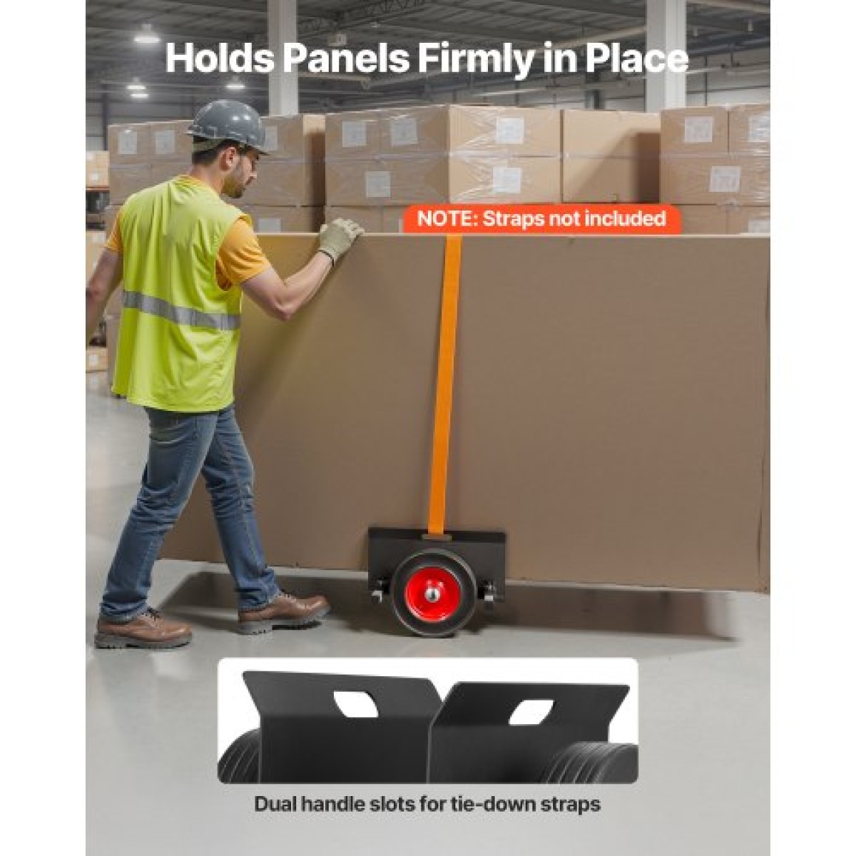 VEVOR Panel Dolly, χωρητικότητα φόρτωσης 453,6 kg, Μετακίνηση γυψοσανίδας με ελαστικούς τροχούς 25 cm για διαφορετικά εδάφη, ρυθμιζόμενο καρότσι πάνελ σφιγκτήρα για χαλύβδινα πάνελ, στρώμα, πόρτες και φύλλο γυψοσανίδας, μαύρο