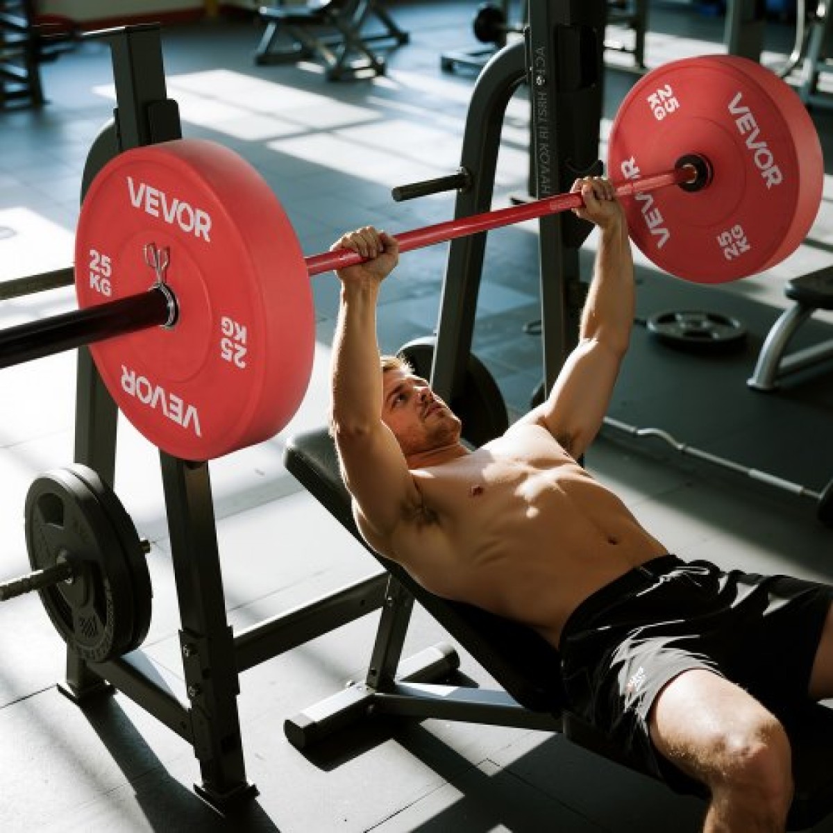 VEVOR Barbell Bar 220cm, Εφαρμόστε πλάκες βάρους 2 ιντσών, Barbell Bar με κοντή λαβή για προπόνηση δύναμης, Άρση βαρών, Squat, Deadlift, Πρέσα πάγκου, Curl, Overhead Press, Χωρητικότητα 1000lbs/453kg