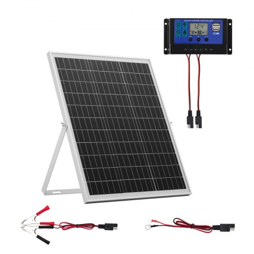 Φορτιστής μπαταρίας VEVOR 25W 12V Solar Panel, Συντηρητής Solar Battery Trickle Charger με έξυπνο ελεγκτή MPPT & ρυθμιζόμενο στήριγμα στήριξης, IP67 αδιάβροχο για ρυμουλκούμενο μοτοσικλέτας σκάφους αυτοκινήτου RV