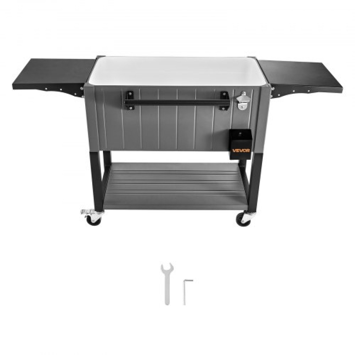 VEVOR 75,7L Rolling Ice Chest, χωρητικότητα έως 50 μπουκάλια / 110 κουτάκια, φορητό αίθριο Party Bar Drink Cooler Cart με κάτω ράφι & αναδιπλούμενα πλαϊνά ράφια, πισίνα ποτών με περιστρεφόμενους τροχούς και ανοιχτήρι μπουκαλιών