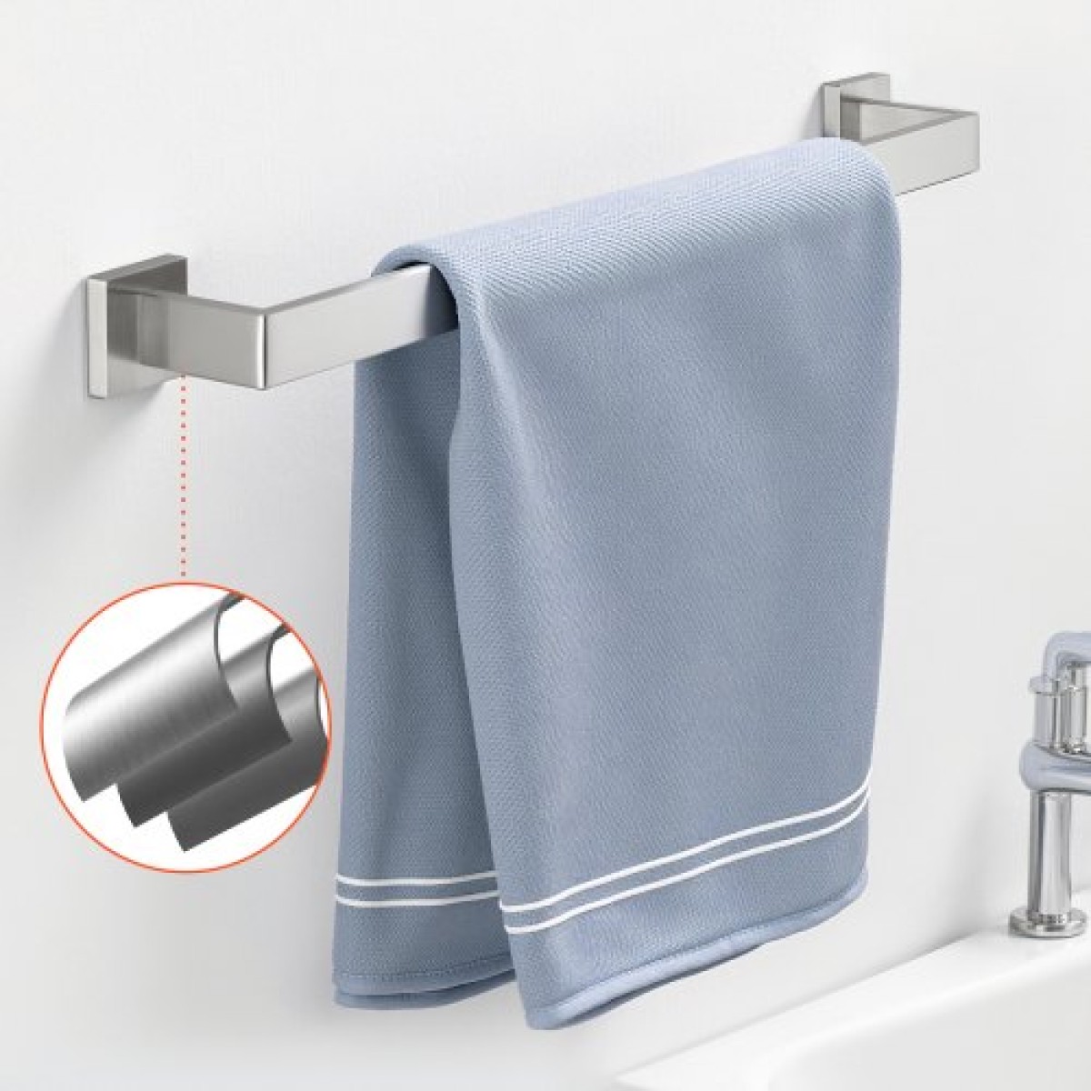Σετ εξοπλισμού μπάνιου VEVOR Brushed Nickel, Σετ αξεσουάρ μπάνιου 5 τεμαχίων, Μπάρα πετσετών 24 ιντσών από ανοξείδωτο ατσάλι, κρεμάστρα για πετσέτες, 2 γάντζοι για πετσέτες, θήκη για χαρτί υγείας για μπάνιο, επιτοίχια