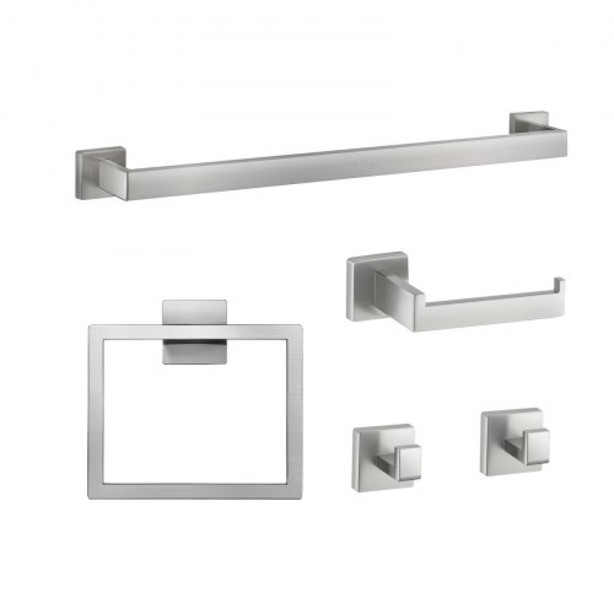 Σετ εξοπλισμού μπάνιου VEVOR Brushed Nickel, Σετ αξεσουάρ μπάνιου 5 τεμαχίων, Μπάρα πετσετών 24 ιντσών από ανοξείδωτο ατσάλι, κρεμάστρα για πετσέτες, 2 γάντζοι για πετσέτες, θήκη για χαρτί υγείας για μπάνιο, επιτοίχια