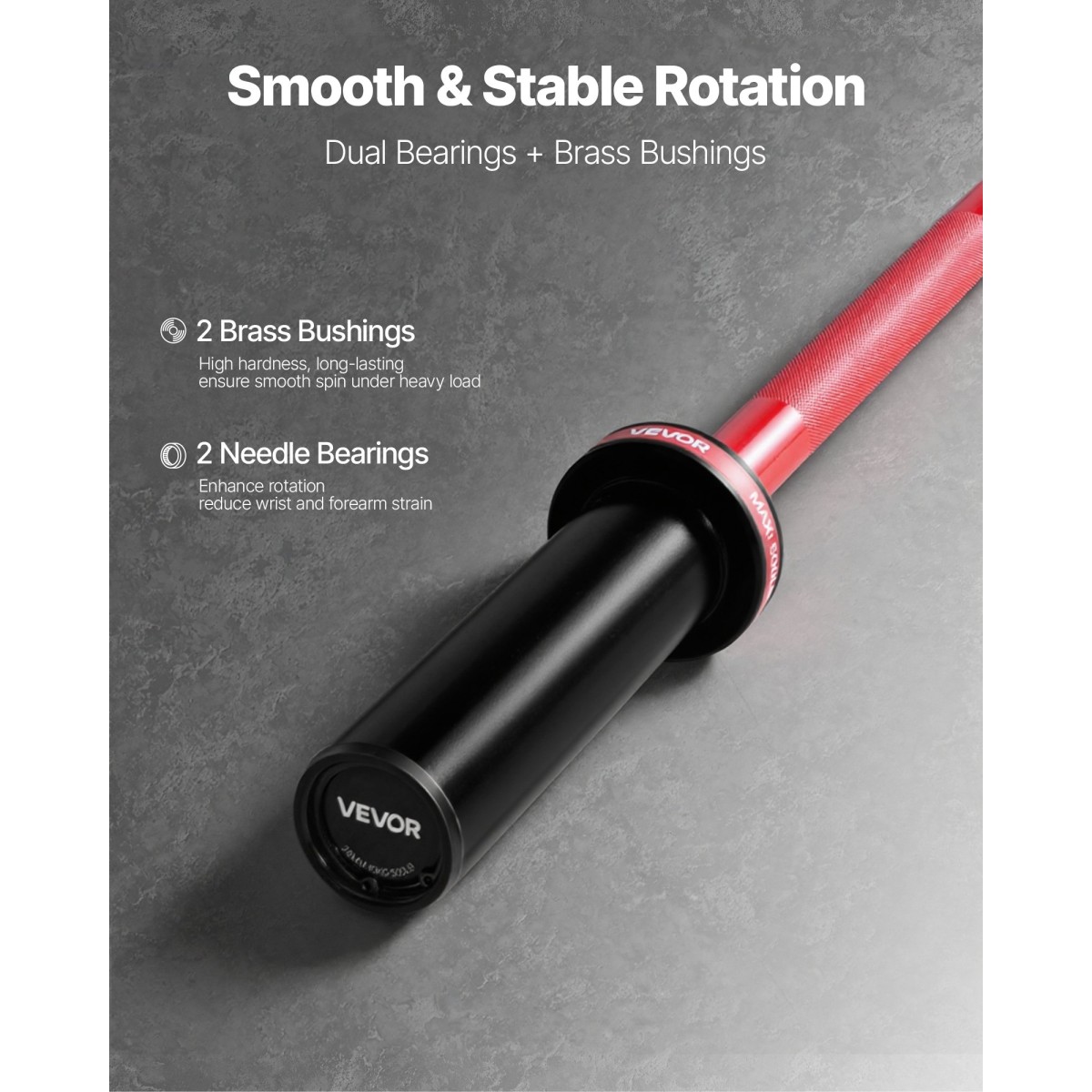 VEVOR Barbell Bar 120cm, Εφαρμογή πλάκες βάρους 2 ιντσών, Barbell Bar με κοντή λαβή για προπόνηση δύναμης, Άρση βαρών, Squat, Deadlift, πρέσα πάγκου, μπούκλα, πρέσα οροφής, χωρητικότητα 550lbs/226kg