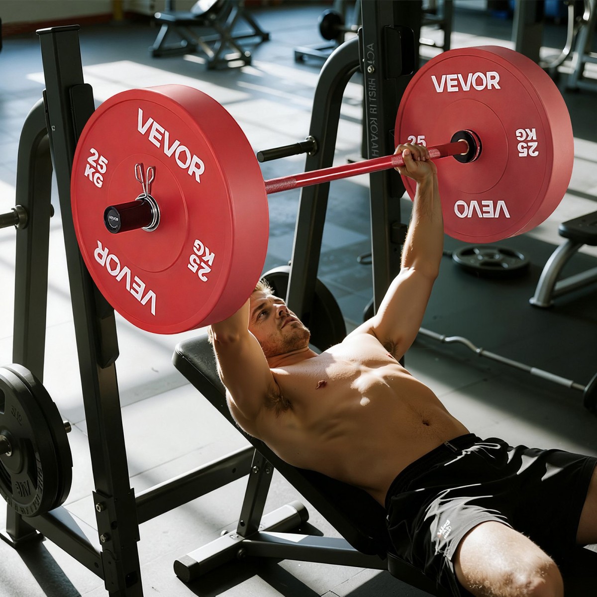 VEVOR Barbell Bar 120cm, Εφαρμογή πλάκες βάρους 2 ιντσών, Barbell Bar με κοντή λαβή για προπόνηση δύναμης, Άρση βαρών, Squat, Deadlift, πρέσα πάγκου, μπούκλα, πρέσα οροφής, χωρητικότητα 550lbs/226kg