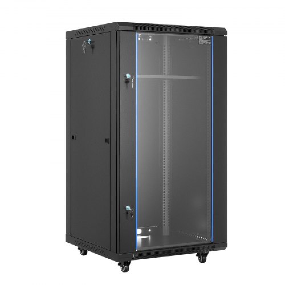 VEVOR 22U Network Cabinet Wall Mount, 600 mm Depth, 136 kg Max Load Capacity Server Cabinet Rack Enclosure with Locking Tempered Glass Door, Side Panels, Server Rack for IT Equipment, A/V Devices
