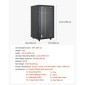 Βάση τοίχου ντουλαπιού δικτύου VEVOR 22U, Βάθος 600 mm, 136 κιλά Μέγιστη χωρητικότητα φόρτου ντουλαπιού διακομιστή με κλείδωμα σκληρυμένη γυάλινη πόρτα, πλαϊνά πάνελ, ράφι διακομιστή για εξοπλισμό πληροφορικής, συσκευές A/V