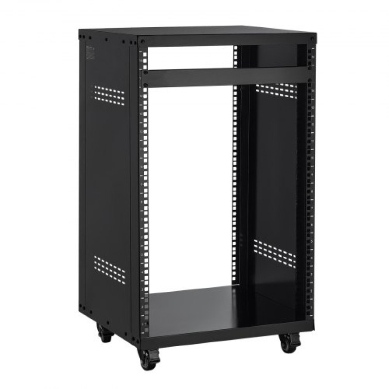Rack VEVOR 16U AV, μέγιστη χωρητικότητα 90,7 kg, Rack στούντιο ηχογράφησης για το σπίτι με τροχούς που κλειδώνουν, ντουλάπι διακομιστή ανοιχτού πλαισίου, ειδική σχεδίαση εξαερισμού, για τοποθέτηση ήχου βίντεο μουσικής και εξοπλισμού πληροφορικής