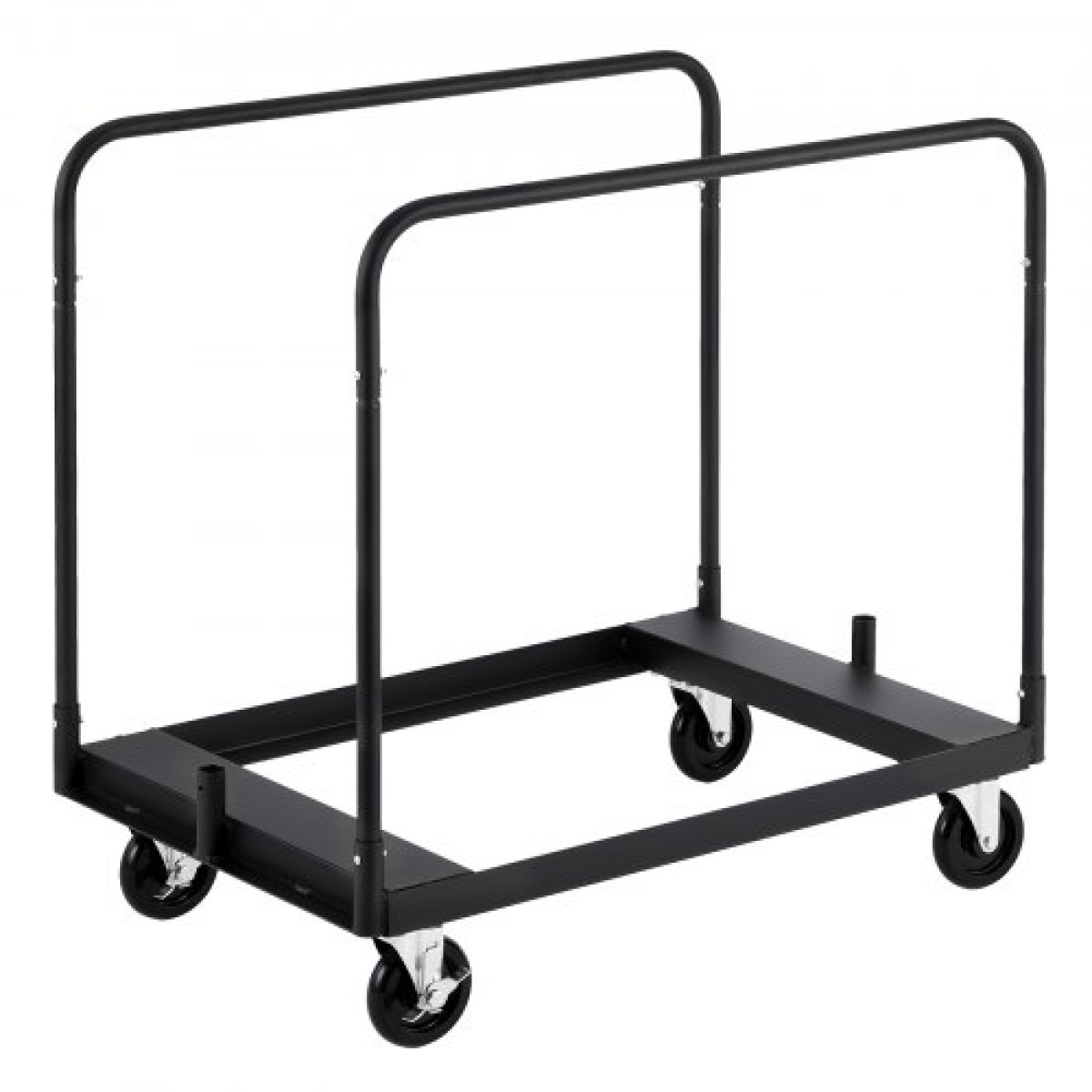 VEVOR Drywall Cart Dolly, Χωρητικότητα 816 kg, Καρότσι φορτηγού από ατσάλινο πάνελ με περιστρεφόμενους τροχούς 12,5 mm, Dolly γυψοσανίδας ξυλείας με ιμάντα δεσίματος & 3 πλαϊνές κουπαστές για εργοστάσιο, αποθήκη, γκαράζ, μαύρο