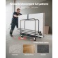 VEVOR Drywall Cart Dolly, Χωρητικότητα 816 kg, Καρότσι φορτηγού από ατσάλινο πάνελ με περιστρεφόμενους τροχούς 12,5 mm, Dolly γυψοσανίδας ξυλείας με ιμάντα δεσίματος & 3 πλαϊνές κουπαστές για εργοστάσιο, αποθήκη, γκαράζ, μαύρο