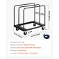VEVOR Drywall Cart Dolly, Χωρητικότητα 816 kg, Καρότσι φορτηγού από ατσάλινο πάνελ με περιστρεφόμενους τροχούς 12,5 mm, Dolly γυψοσανίδας ξυλείας με ιμάντα δεσίματος & 3 πλαϊνές κουπαστές για εργοστάσιο, αποθήκη, γκαράζ, μαύρο
