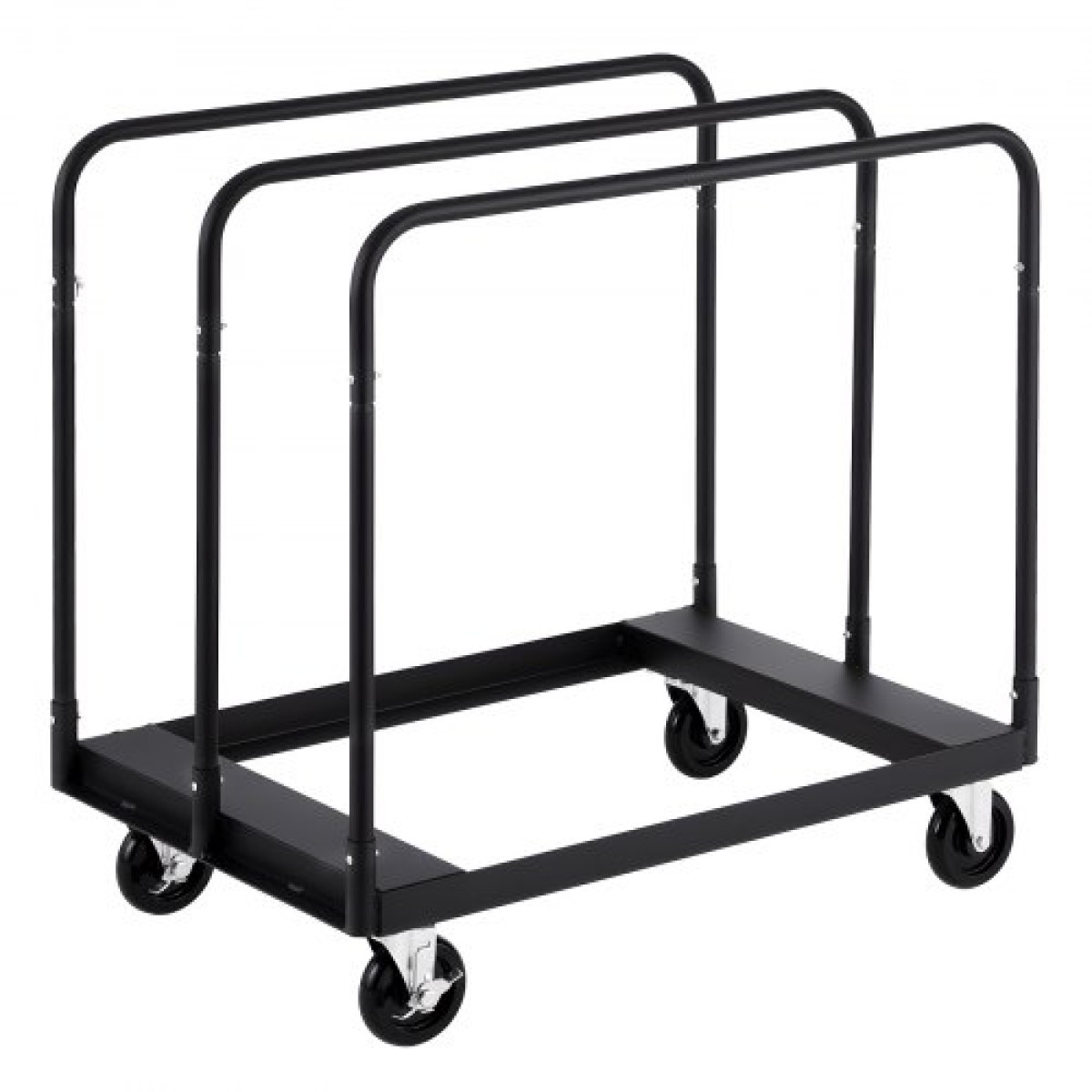 VEVOR Drywall Cart Dolly, Χωρητικότητα 816 kg, Καρότσι φορτηγού από ατσάλινο πάνελ με περιστρεφόμενους τροχούς 12,5 mm, Dolly γυψοσανίδας ξυλείας με ιμάντα δεσίματος & 3 πλαϊνές κουπαστές για εργοστάσιο, αποθήκη, γκαράζ, μαύρο