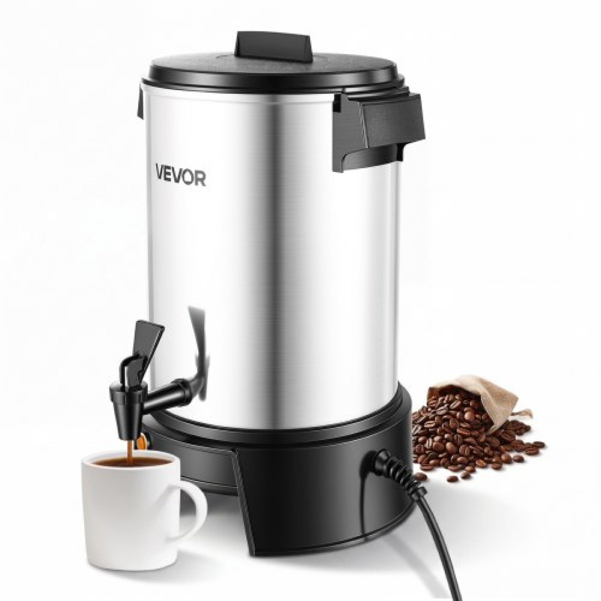 VEVOR Commercial Coffee Urn, 30 φλιτζάνια 4,5L δοσομετρητής ζεστών ροφημάτων με βρύση χωρίς σταγόνες, 1190W γρήγορης παρασκευής καφέ, Αυτόματος έλεγχος θερμοκρασίας, για κέτερινγκ, πάρτι, εκκλησία και εστιατόριο