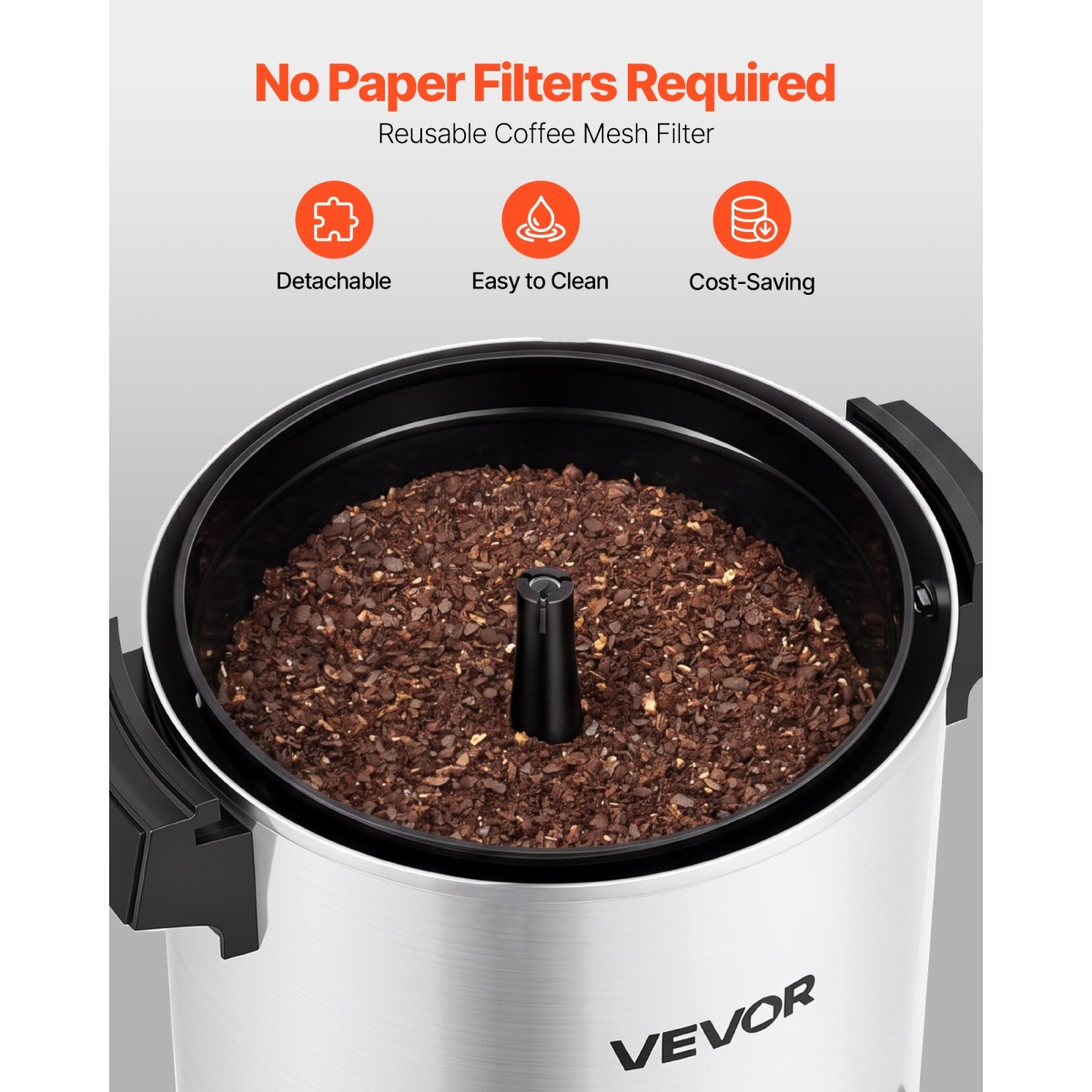 VEVOR Commercial Coffee Urn, 30 φλιτζάνια 4,5L δοσομετρητής ζεστών ροφημάτων με βρύση χωρίς σταγόνες, 1190W γρήγορης παρασκευής καφέ, Αυτόματος έλεγχος θερμοκρασίας, για κέτερινγκ, πάρτι, εκκλησία και εστιατόριο
