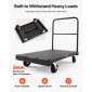 VEVOR Drywall Cart Dolly, χωρητικότητα 816 kg, 2-σε-1 καροτσάκι φορτηγού από ατσάλι με περιστρεφόμενους τροχούς 12,5 mm, φορτηγό πλατφόρμας 91,4 x 61 cm με 3 πλαϊνές κουπαστές για εργοστάσιο, αποθήκη, γκαράζ, μαύρο