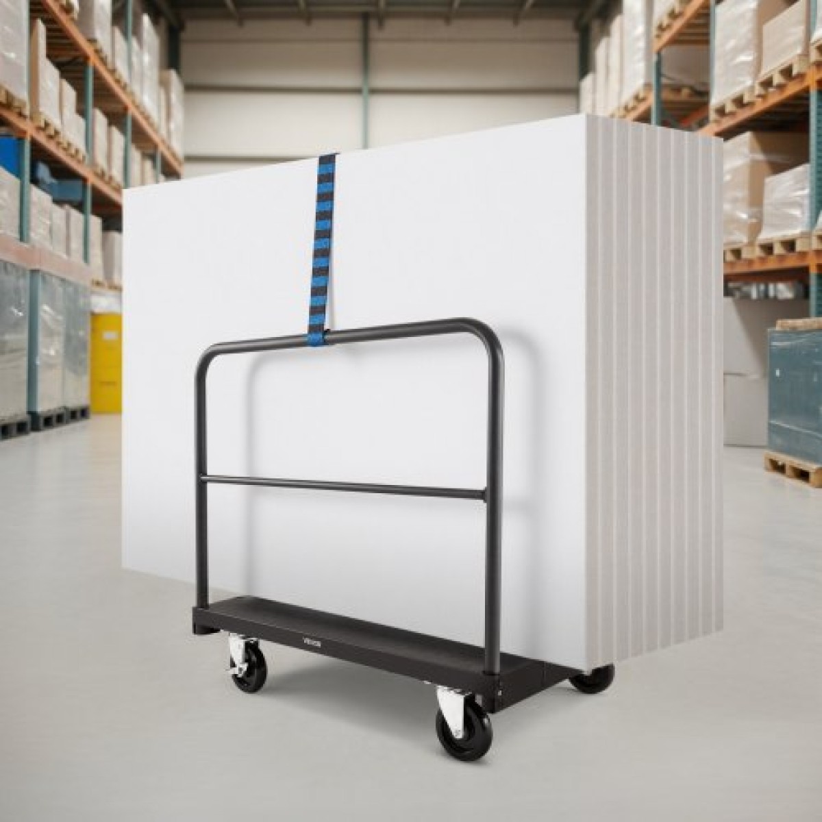 VEVOR Drywall Cart Dolly, χωρητικότητα 816 kg, 2-σε-1 καροτσάκι φορτηγού από ατσάλι με περιστρεφόμενους τροχούς 12,5 mm, φορτηγό πλατφόρμας 91,4 x 61 cm με 3 πλαϊνές κουπαστές για εργοστάσιο, αποθήκη, γκαράζ, μαύρο