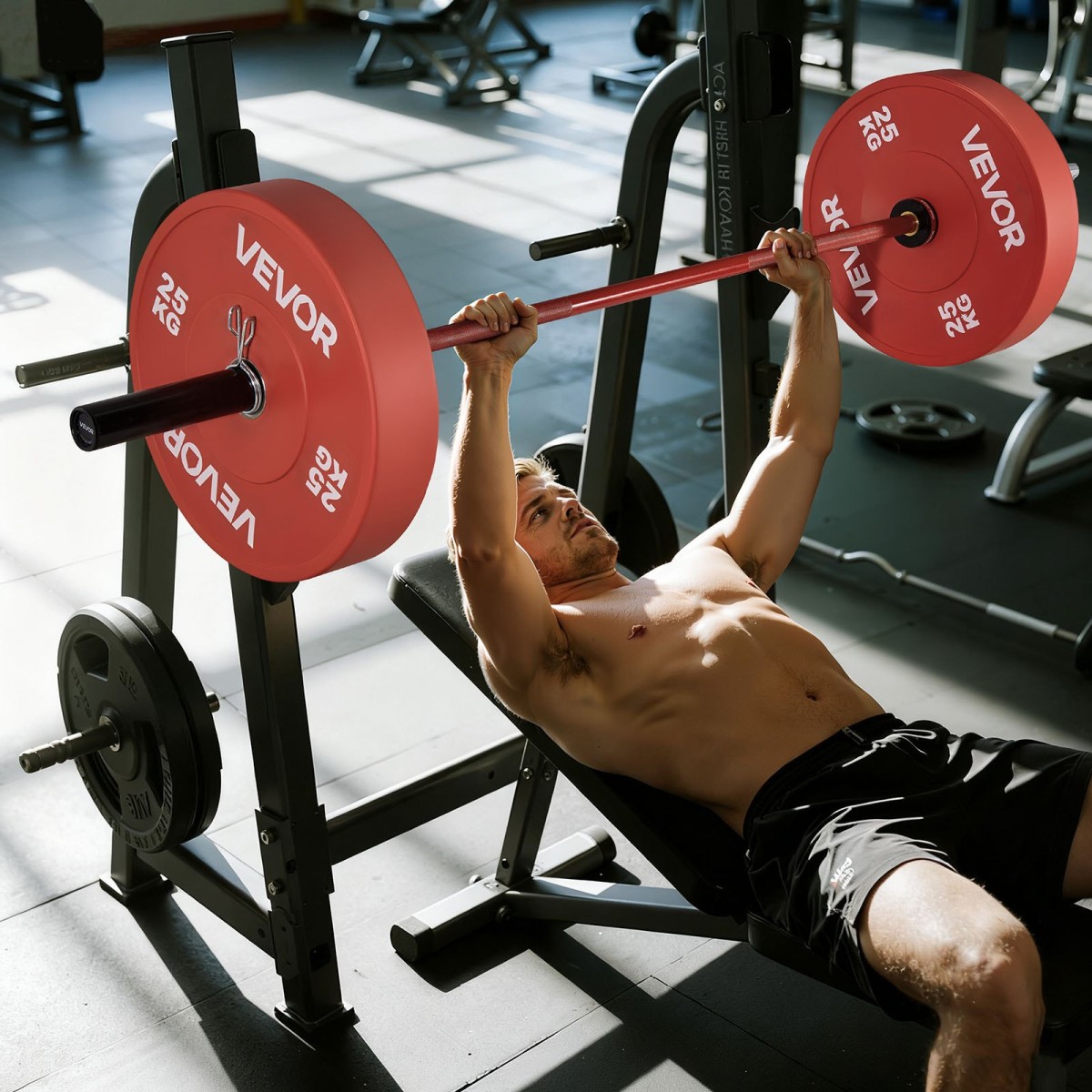 VEVOR Barbell Bar 180cm, Εφαρμογή πλάκες βάρους 2 ιντσών, Barbell Bar με γρατσουνισμένη λαβή για προπόνηση δύναμης, Άρση βαρών, Squat, Deadlift, Πρέσα πάγκου, Curl, Overhead Press, Χωρητικότητα 700lbs/317kg